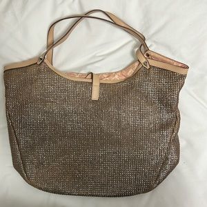 Stella and Dot gold and beige bag